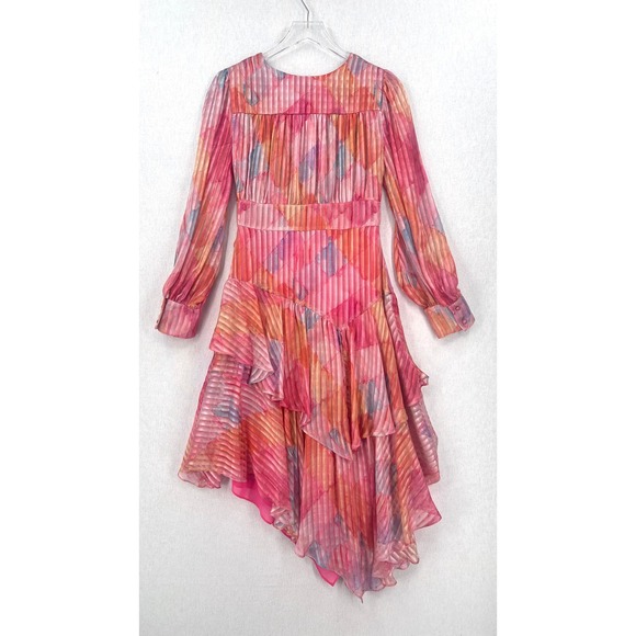 LOVESHACKFANCY Meridian Dress Womens 4 Pink Watercolor Print Long Sleeve NWT - Picture 3 of 16